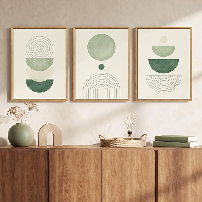3 Piece Framed Minimalist Boho Canvas Wall Art
