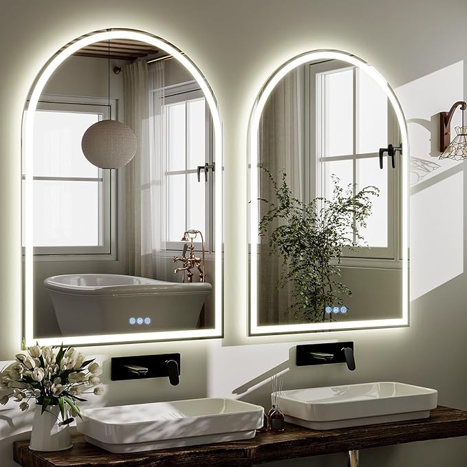 BEAUTYPEAK 40x30 LED Arch Bathroom Mirror