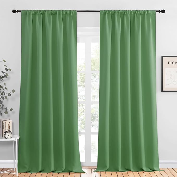 NICETOWN Blackout Curtains for Living Curtains, Froest Green, 2 Panels
