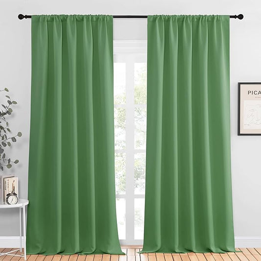 NICETOWN Blackout Curtains for Living Curtains, Froest Green, 2 Panels