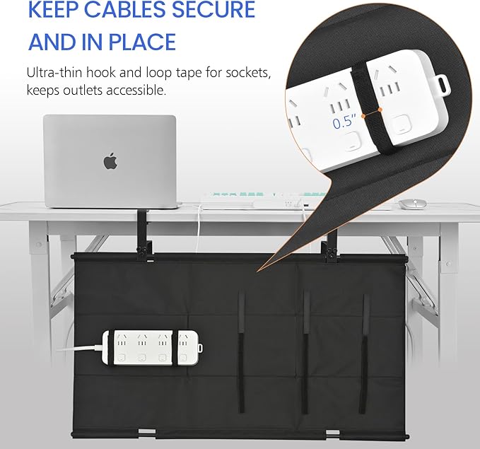 28" Under Desk Cable Management Tray- Clamp/Screw Mount Desk Cable Organizer Cable Tray Hiders for Office&Home