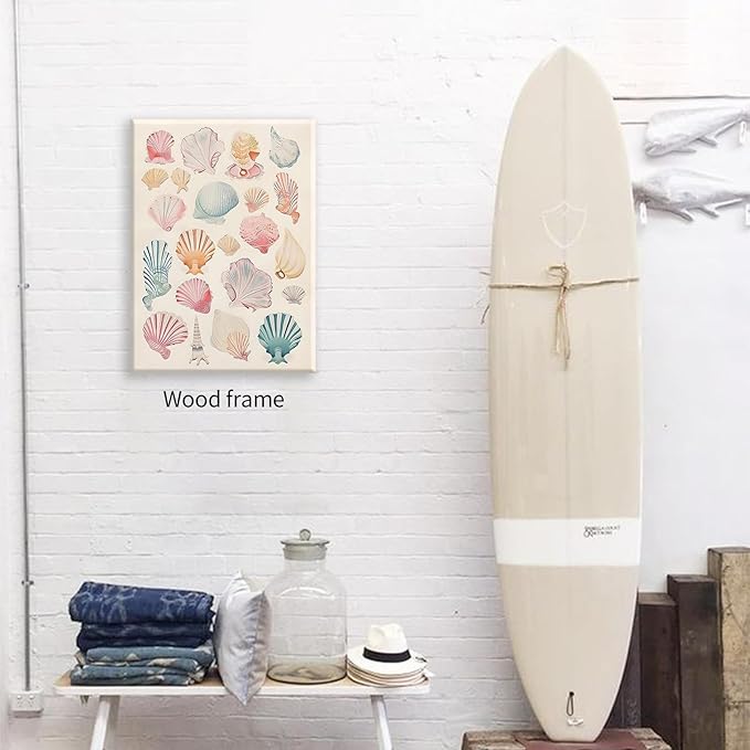 Pink Seashell Posters Coastal Cowgirl Canvas Wall Art Beach House Starfish