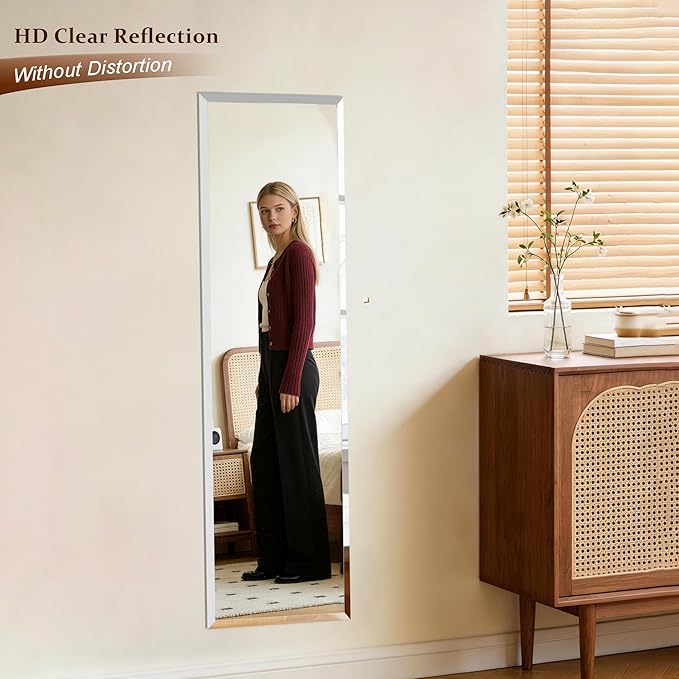 Frameless Mirror Full Length 64”x21”| Wall Mount Mirror Full Length Beveled