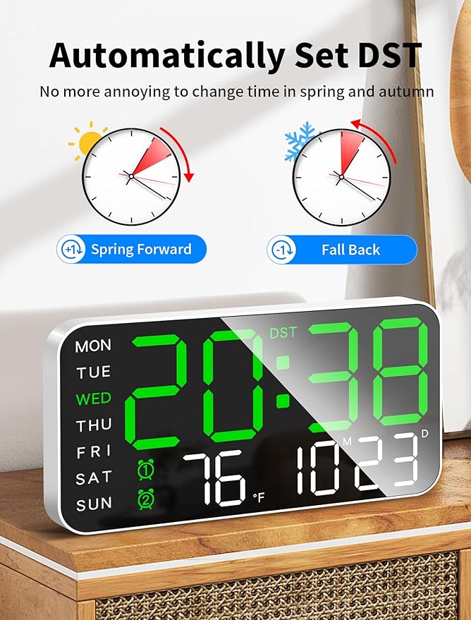 MASHI 8.4''Large Digital Wall Clock, Led Alarm Clock