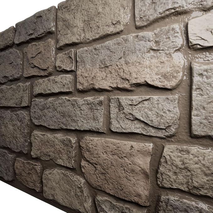 EverStone Cobblestone Faux Stone Panel, Shadow Moss Color
