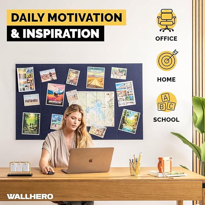 WALLHERO Large Cork Board Alternative | 15 Pack | Sizing Up to 59”x36”