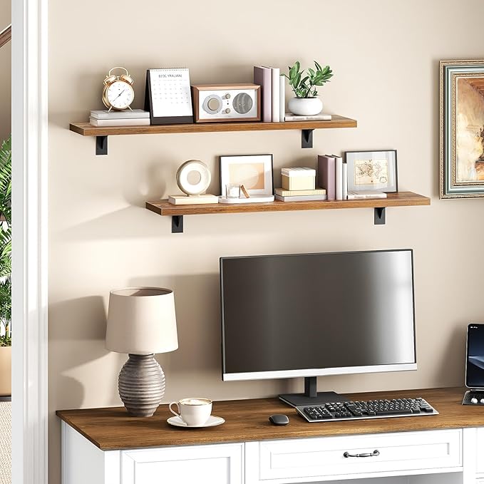 HOOBRO Floating Shelves for Wall, 31.5" Wall Mounted Shelves Set of 2, Hanging