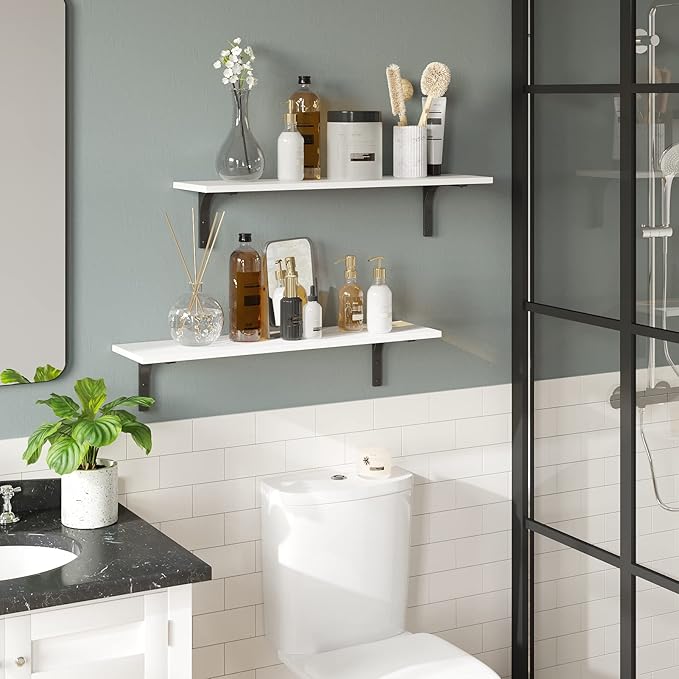 DINZI LVJ Long Wall Shelves, 23.6 Inch Wall Mounted Shelves Set of 2,