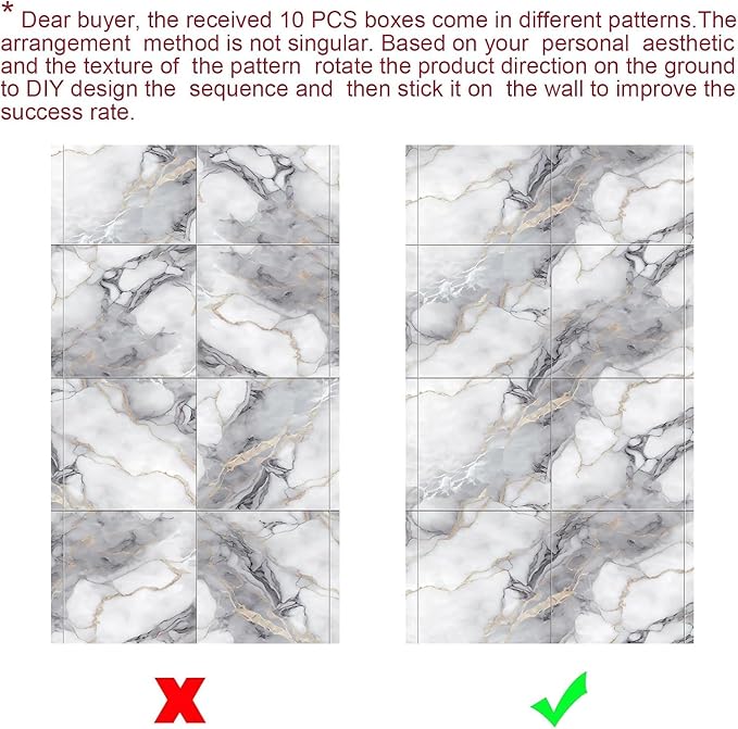 Chejiaye 22pcs Marble Peel and Stick Backsplash Surface Waterproof Wall Panels