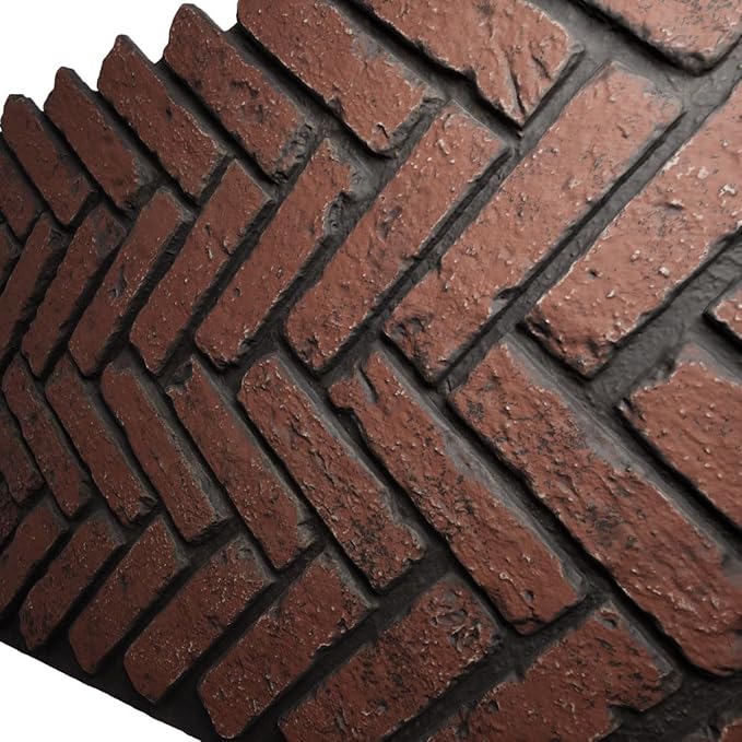 EverStone Herringbone Faux Brick Panel, 46 1/2"W x 25 1/4"H x 1"D, Heath Color