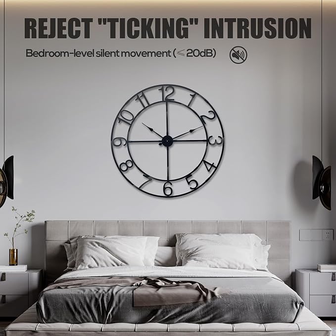 Large Wall Clock for Living Room Decor–48 Inch Silent Non-Ticking Modern