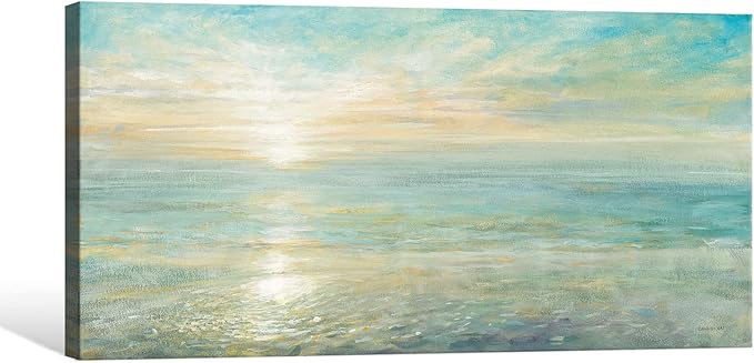 Goldfoilart Beach Sunrise Pictures Ocean Wall Art Coastal Canvas Prints Sea