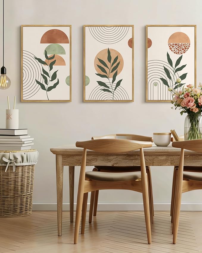 PHOPAGO Boho Wall Art Sage Plant Botanical Bohemain Framed Wall Printing Large