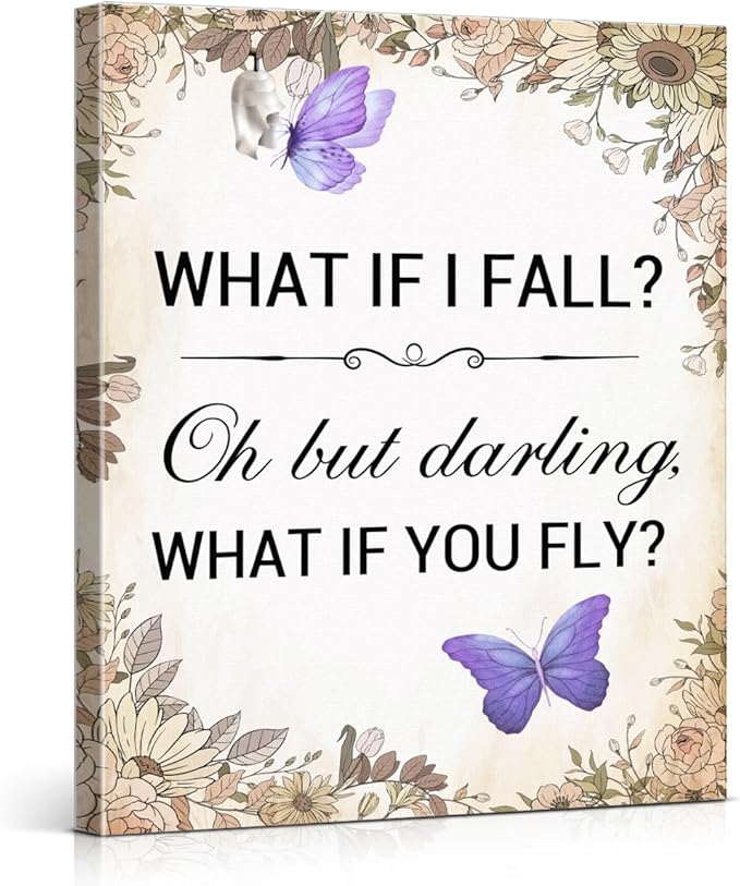 Inspirational Purple Butterfly Wall Art Decor, What If You Fly Motivational