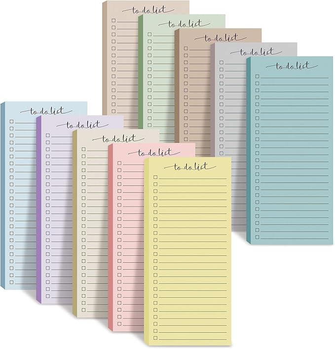 Censen 10 Pack 500 Sheets To Do List Notes Daily Checklist Notepads with 50 Sheets Each Undated Color Memo Pad Block Shopping List Pad Weekly Plan Notepad Organizer Planners(Morandi Color,Lined)