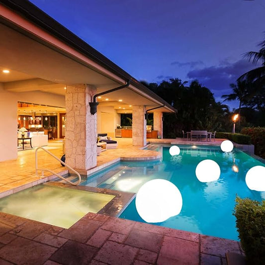 Efavormart 24â Cordless Floating Pool Lights with Remote, Garden Lights 16 RGB Colors with 4 Color Modes Light Up Ball for Swimming Pool, Back Yard, Fountain, Garden, Pathway, Lawn