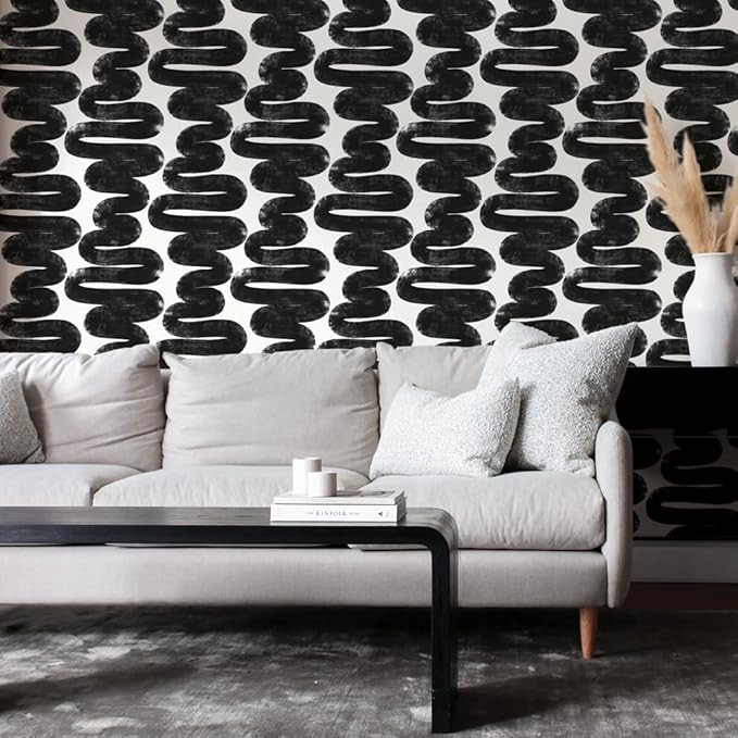 Tempaper x Bobby Berk White & Black Wiggle Room Removable Peel and Stick