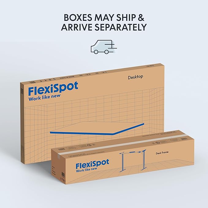 FLEXISPOT EN1 One-Piece Standing Desk 55 x 28 Inches Height Adjustable Electric Desk (Silver Frame + Marble Grey Top, 2 Packages)
