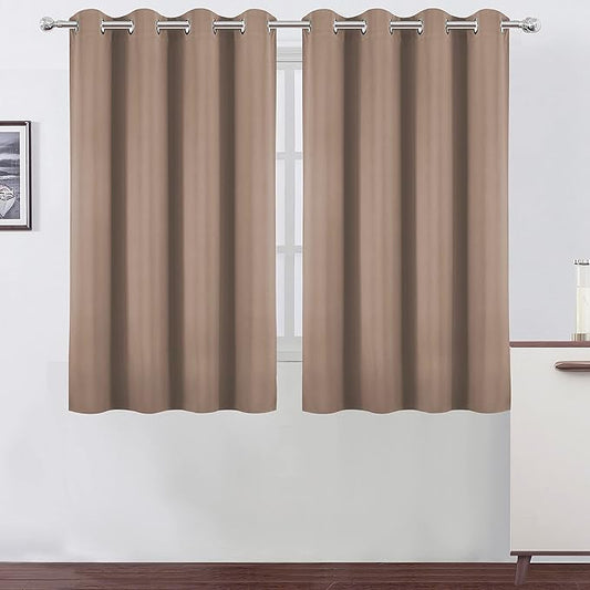 LEMOMO Cappuccino Blackout Curtains/52 x 45 Inch Length Set of 2 Panels Grommet