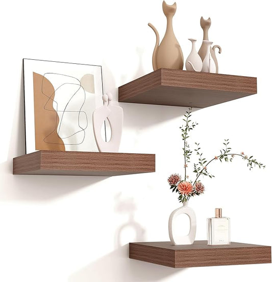 Square Floating Shelves for Wall 8"W x 8"D x 1.2"H, Small Engineered Wood Wall
