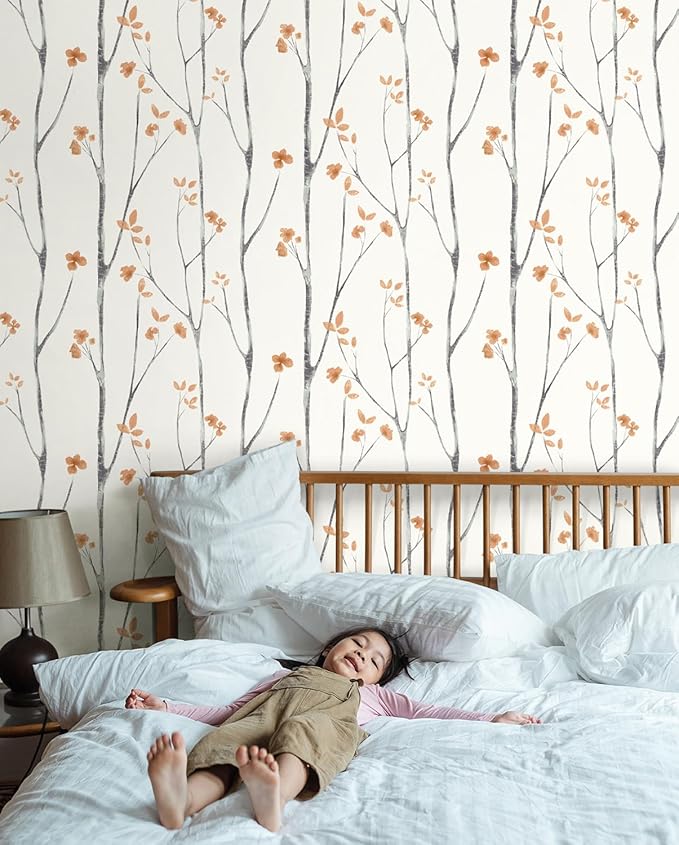 Timeet Floral Wallpaper Peel and Stick Wallpaper Boho 16.14"x393.7" Flower