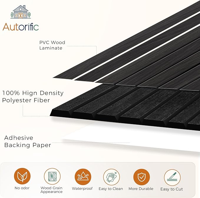 PVC Acoustic Wood Wall Panels, 12 Pack 11.8 x 15.7 x 0.35 Inch Sound Proofing
