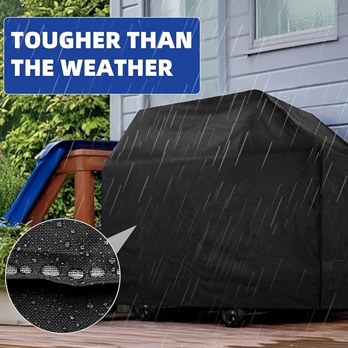 Perfect Grill Cover for Outdoor Grills Waterproof Rip-Proof Weather Resistant for Reliable Protection Griddle Cover Easy to Clean Adjustable Hem Drawstring Fade Resistant (Brown, 32)