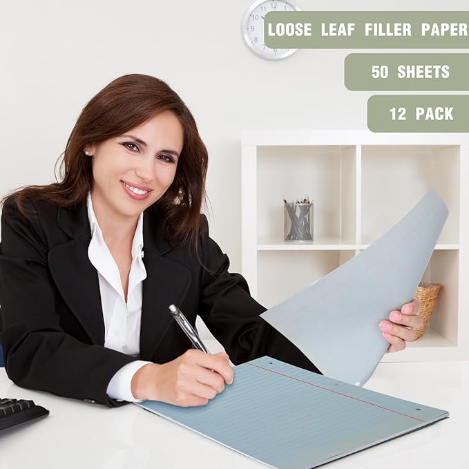 PerKoop 600 Sheets Colored Loose Leaf Paper 8.5" x 11" college ruled Lined 3 Hole Punched notebook Filler Paper for 3 Ring Binders Office School Supplies (Morandi Colors)