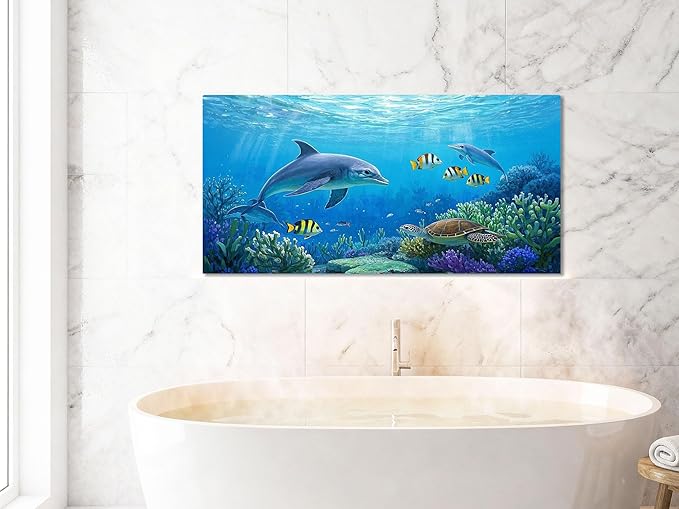 Ardemy Ocean Life Wall Art 40"x20" Picture, Waterproof Canvas Print