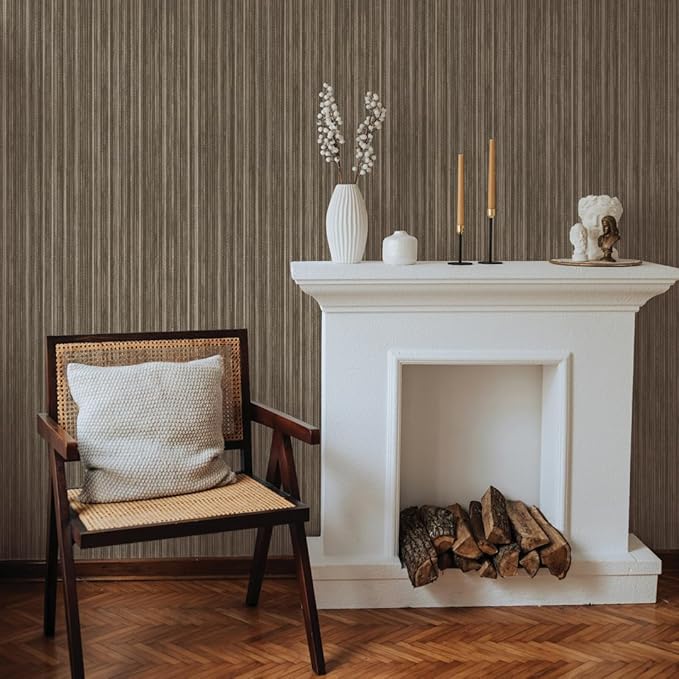 Tempaper Metallic Bronze Faux Grasscloth Removable Peel and Stick Wallpaper