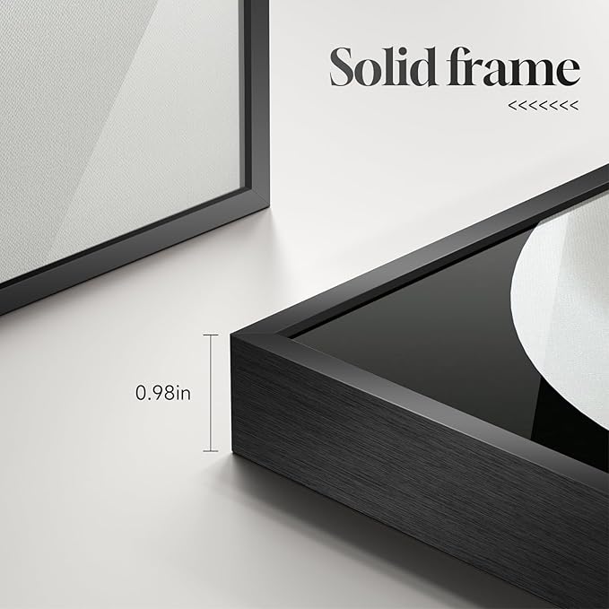 Large Framed Modern Elegant Abstract Wall Art, 2 Piece Black White Gold