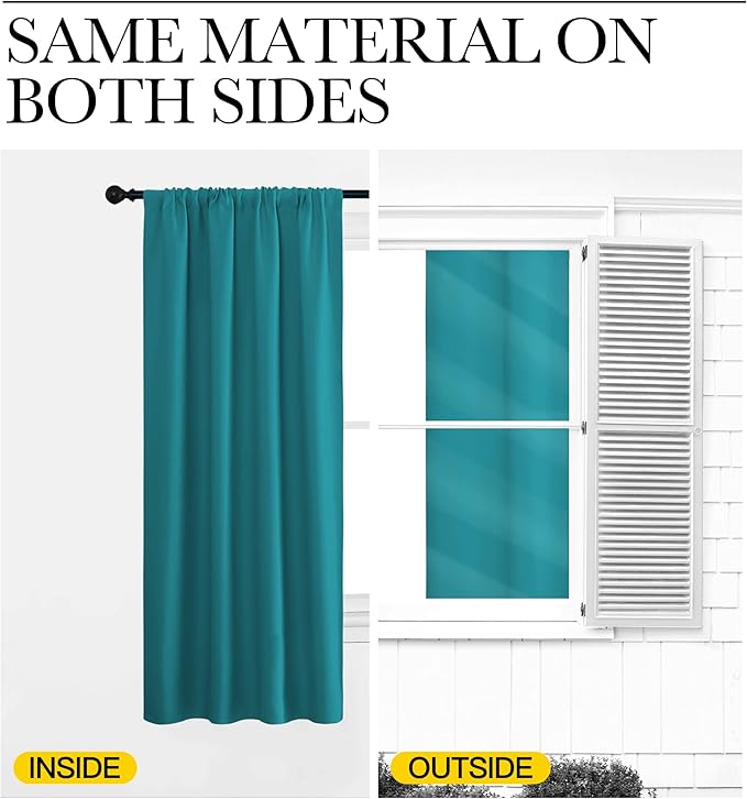 NICETOWN Peacock Blue Blackout Curtains Panels