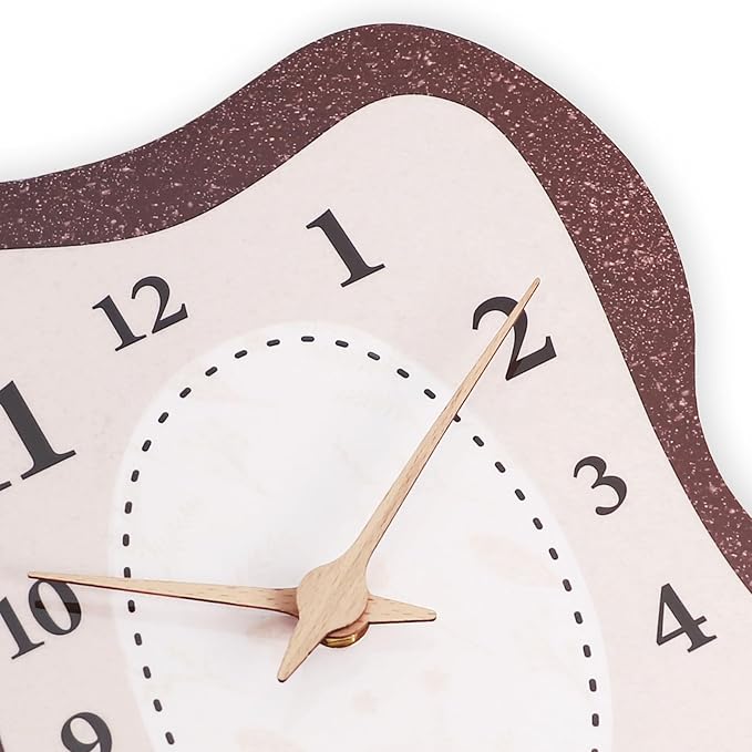 Mid Century Retro Irregular Shape Wall Clock, Silent Non-Ticking Battery