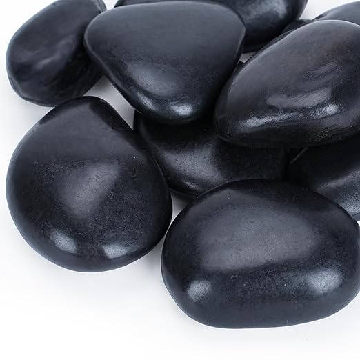40lbs Black Rocks for Planters, 3-4 Inch Decorative Rocks for Potted Plants, Polished Garden Stones for Outdoor Landscaping, Walkways, Yard, River Rocks for Flower Pots, Vase