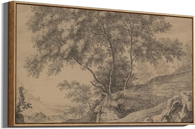 InSimSea Extra Large Framed Vintage Wall Art, Living Room Country Farmhouse Decor, Woodland Countryside Landscape Canvas Prints, Retro Scenery Long Picture for Bedroom Above of Bed, 20x40inch