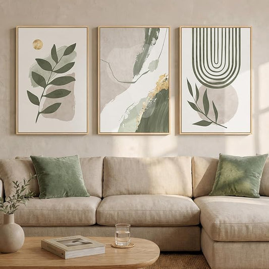 3 Piece Large Framed Abstract Boho Wall Art