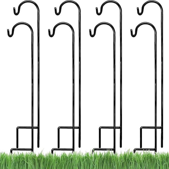 Ashman Shepherd's Hooks 35 Inch (8 Pack), Black, Made of Premium Metal for Hanging Solar Lights, Bird Feeders, Mason Jars, Christmas Lights, Lanterns, Garden Stakes and Wedding DÃ©cor.