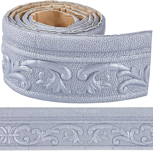 CRASPIRE 82 x 3 Crown Molding Peel and Stick 3D Flexible Foam Wall Trim Silver