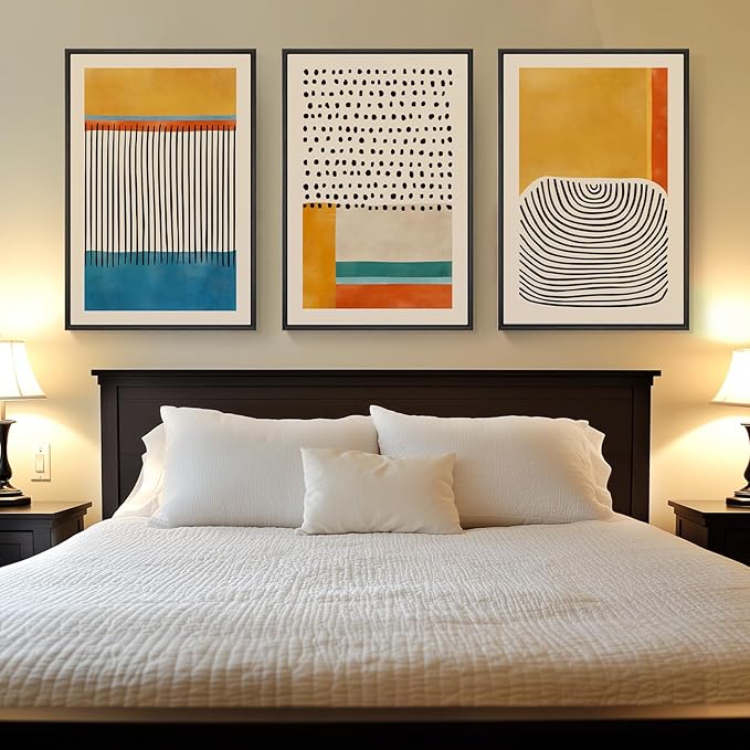 Large Framed Colorful Abstract Wall Art