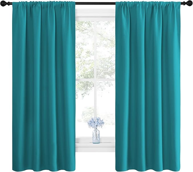 NICETOWN Peacock Blue Blackout Curtains Panels