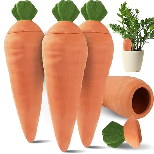 Terracotta Watering Spikes 4 Pcs â Eco SelfâWatering Stakes for Wine Bottles, SlowâRelease Watering System for House & Garden