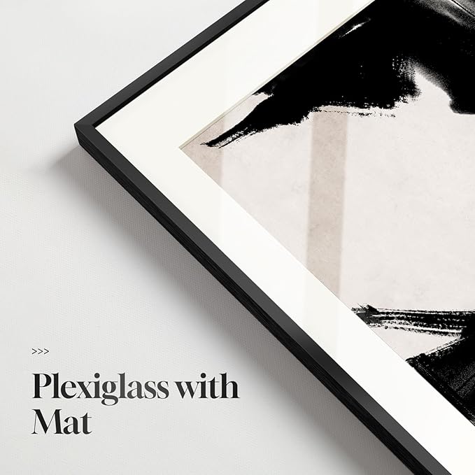 Framed Black and White Abstract Wall Art, 6 Pieces Modern Prints Paintings