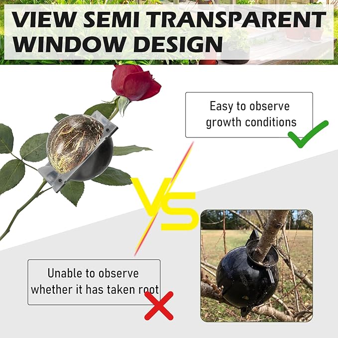 Tree Root Growing Box, Air Layering Pods Propagation Kit, Reusable Half Transparent Plants Asexual Reproduction Grafting Ball with Zip Ties for Fast Propagation Plants (12 pcs Medium)
