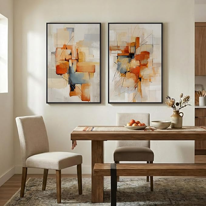Large Framed Abstract Canvas Wall Art, 2 Piece Modern Prints Paintings Artwork