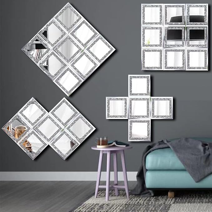 Crush Diamond Mirrors Wall Decor 6inch Mirror Tiles