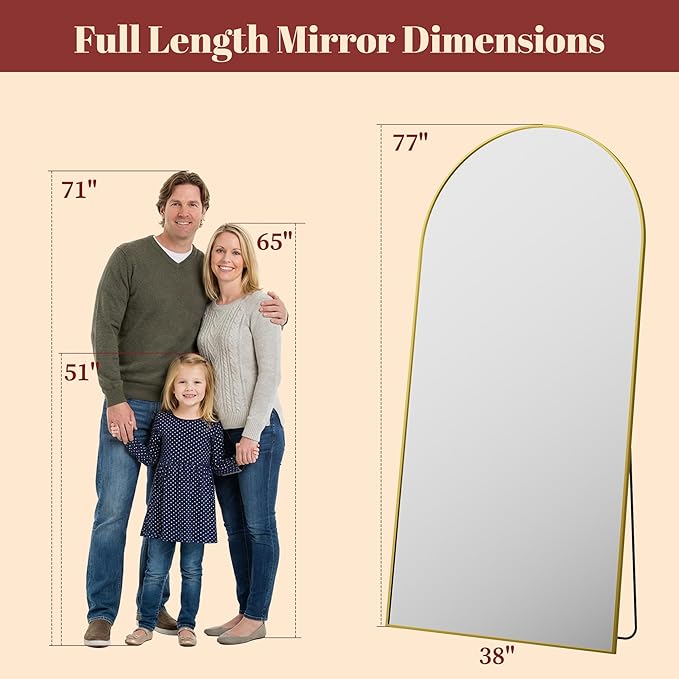 Suidia 78"x38" Arched Full Length Mirror