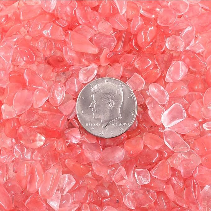 WAYBER Decorative Pebbles, 1 Lb/460g (Fill 1 Cup) Pink Crystal Quartz Stones Irregular Rock Gravel for Aquarium Turtle Tank Decoration/Succulent Plant Landscape/Flowerpot Vase Ornament