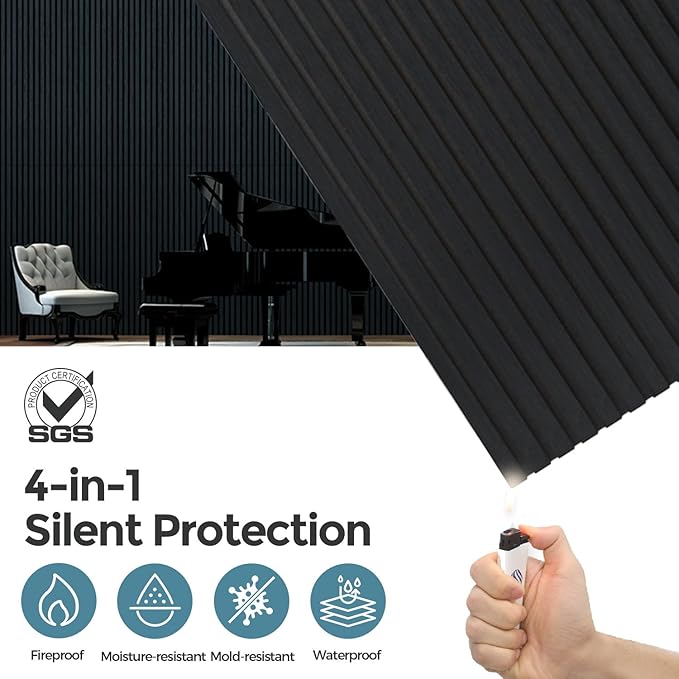 AKUMAX 4 Pack Acoustic Panels, Wood Slat
