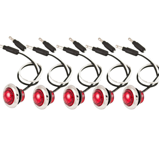 All Star Truck Parts 3 LED Chrome Ring Indicator Light 3/4in Red Model ASTP2923R5 Sealed Waterproof for Truck RV Bus Trailer