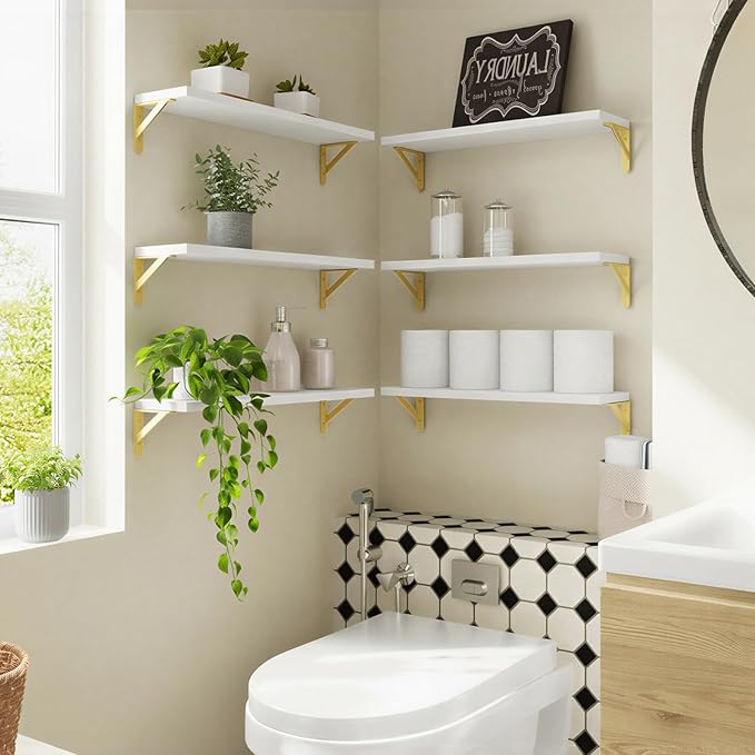YGEOMER White Floating Shelves for Wall, Farmhouse 23.6 Inch Wall Shelves for